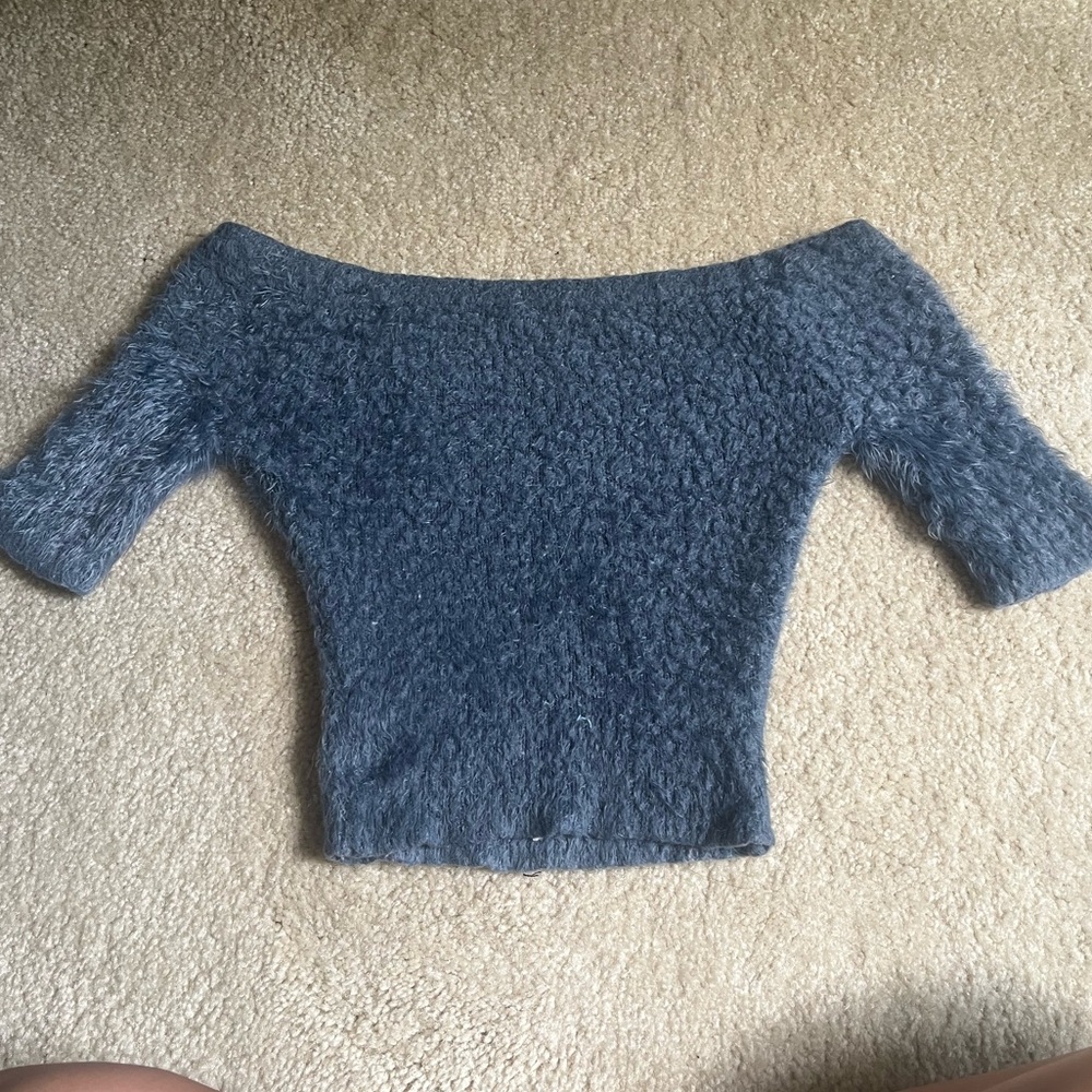 Blue fur crop top